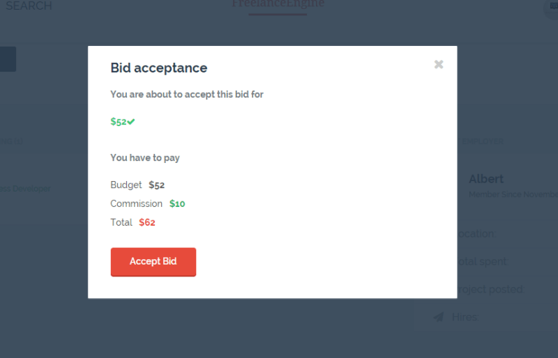 bid acceptance - FreelanceEngine